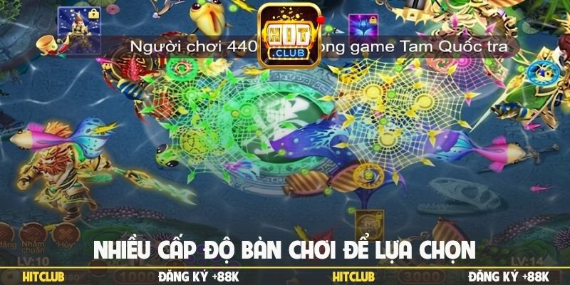 Nhiều cấp độ bàn chơi để lựa chọn
