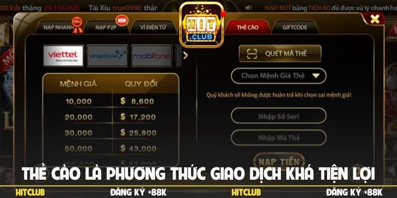 Thẻ cào là phương thức giao dịch khá tiện lợi